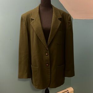 Vintage Carroll Reed 100% Wool Hunter Green Blazer Size 14